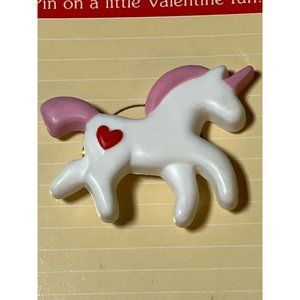 Hallmark Unicorn VALENTINES DAY PIN Vitage 1986